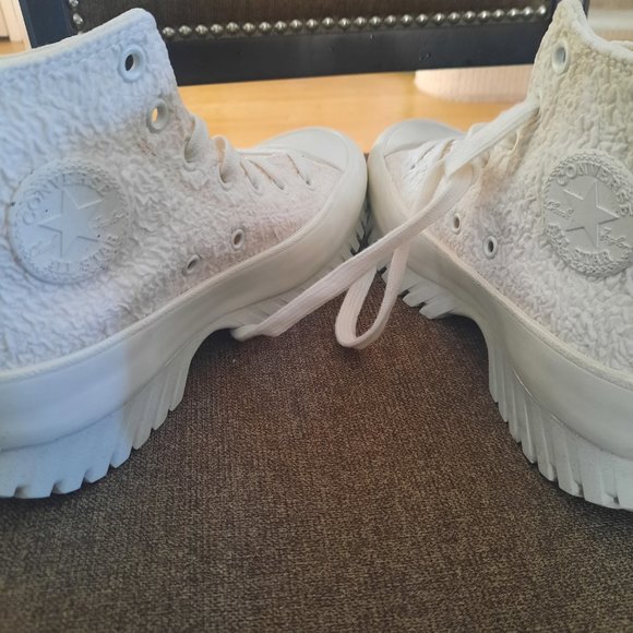 Converse White Textured High-Top Sneakers - Picture 3 of 5